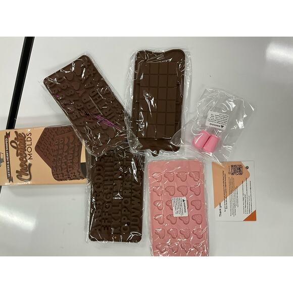 Chocolate Hard Candy Molds Letters Hearts HBD + Freezer Microwave & Oven Safe - Picture 5 of 5